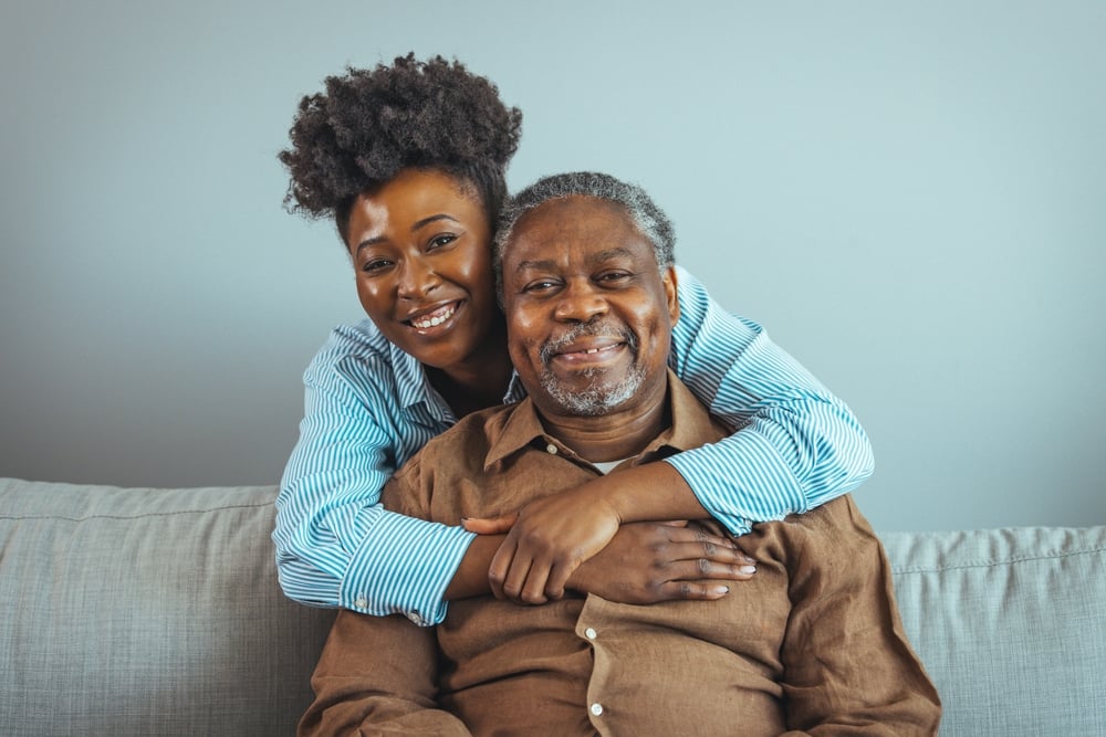 Dad and a daughter who is a caregiver